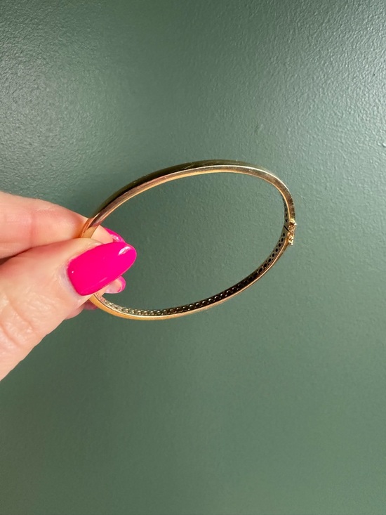 Vintage Jewelry - Vintage Plain 14k Gold Hinged Bangle Bracelet